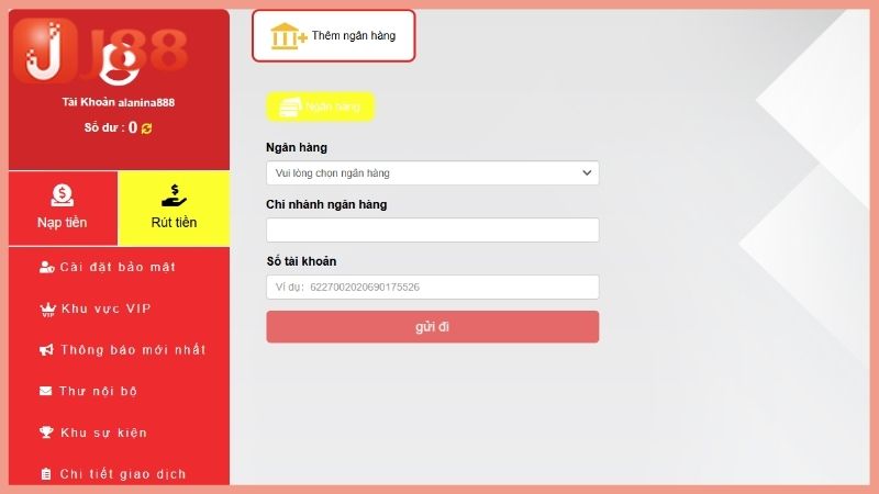 Chi tiết các bước rút tiền J88 qua ngân hàng